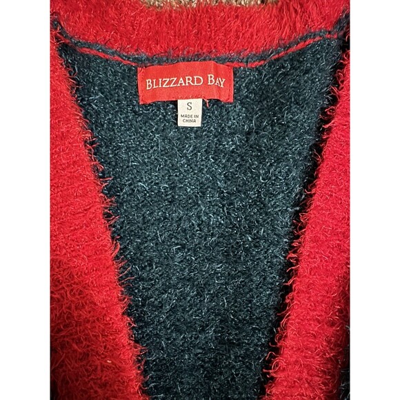 Blizzard Bay Vintage Christmas Ugly Knit Open Cardigan Sweater Size Small Pocket - Picture 5 of 6